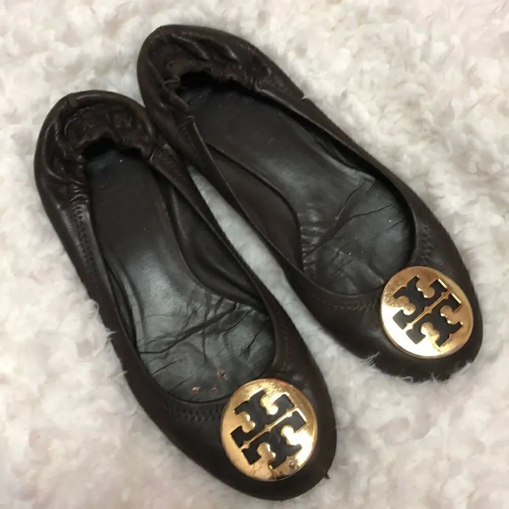 Tory Burch Miller Chocolate brown gold ballet flat